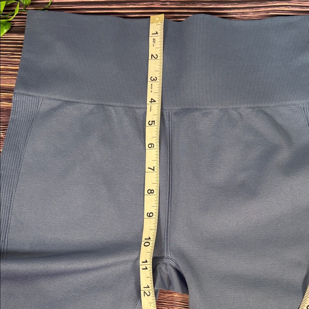 Women's Blue Gray 7/8 Leggings seamless, high-rise waistband, four-way stretch - Picture 7 of 11